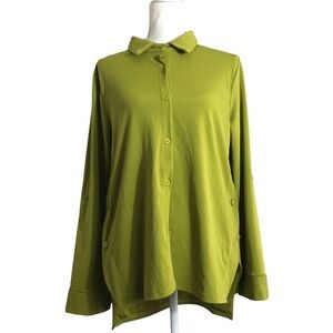 Wannpoty green button front long sleeve top. Sz Lg. New